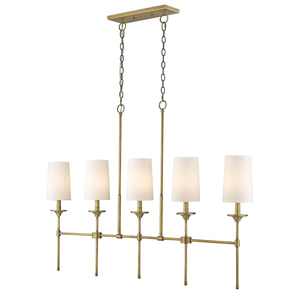 Z-Lite Emily 5 Light Island, Rubbed Brass & Off White 3033-5L-RB - main